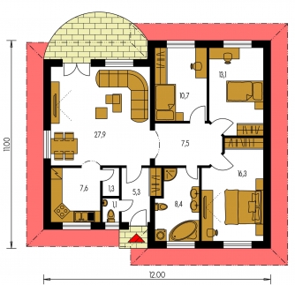 Mirror image | Floor plan of ground floor - BUNGALOW 94